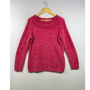 Croft & Barrow Chenille Sweater Womens XL Pink Excellent Long Sleeve Crew Neck